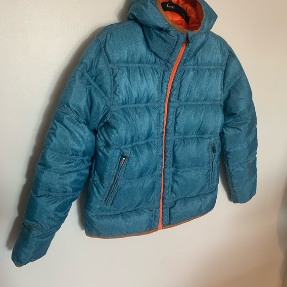 Mountain Force hooded reversible nylon quilted ski jacket orange/blue sz 38/Med - Picture 9 of 14